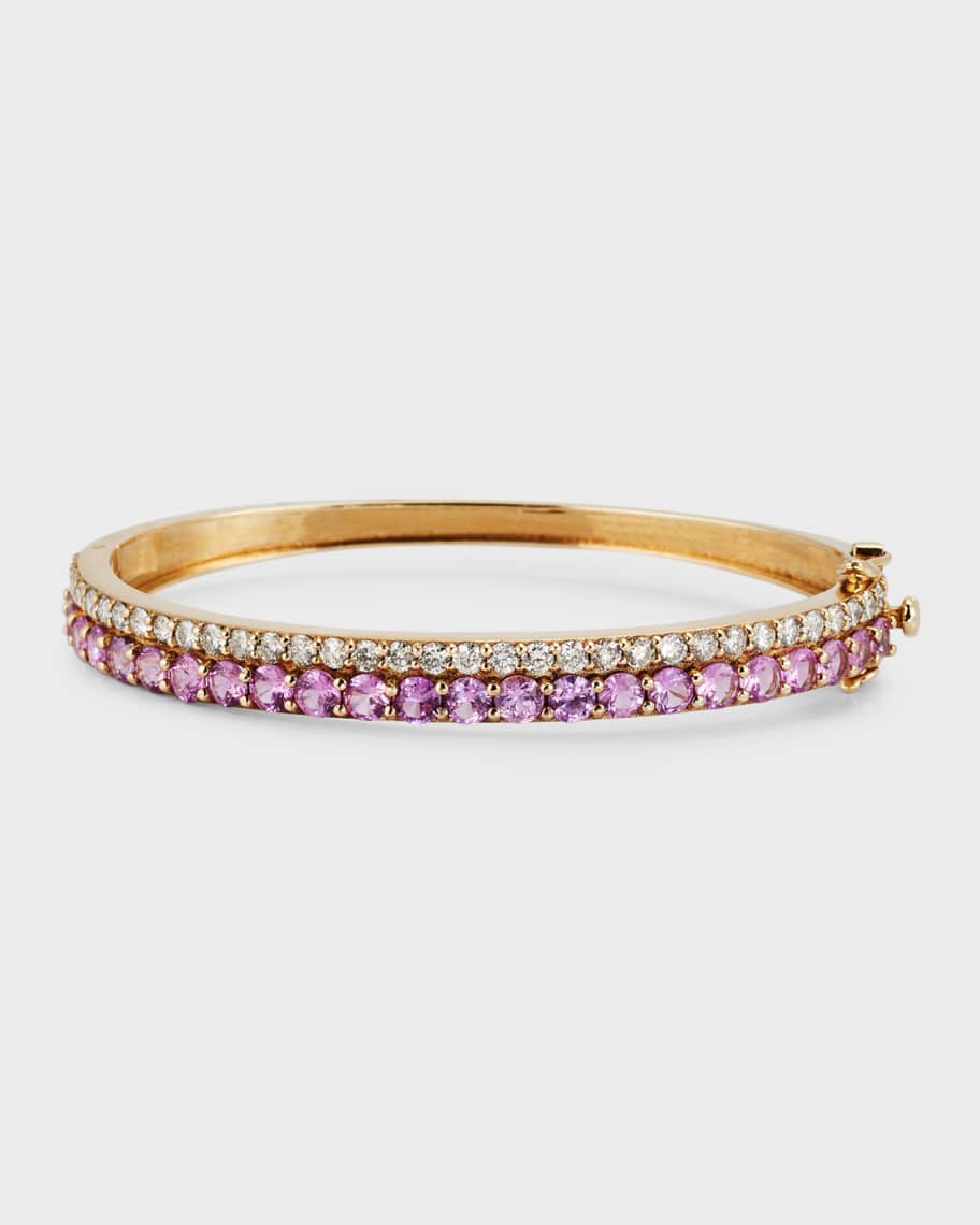 14K Rose Gold Pink Sapphire and Diamond Station Necklace