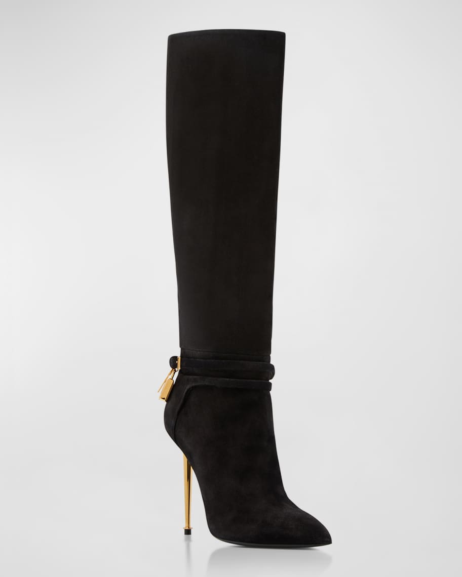 Image 2 of 2: Lock 105mm Suede Knee Boots