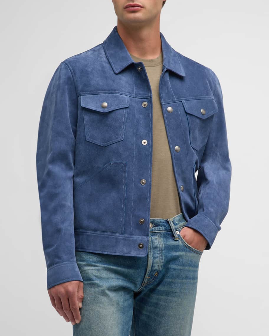TOM FORD Men's Brushed Suede Western Blouson Jacket | Neiman Marcus