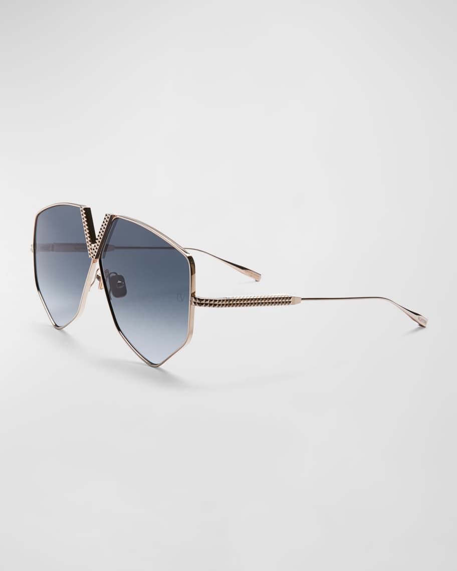 Valentino Garavani V-Hexagon Titanium Sunglasses | Neiman Marcus