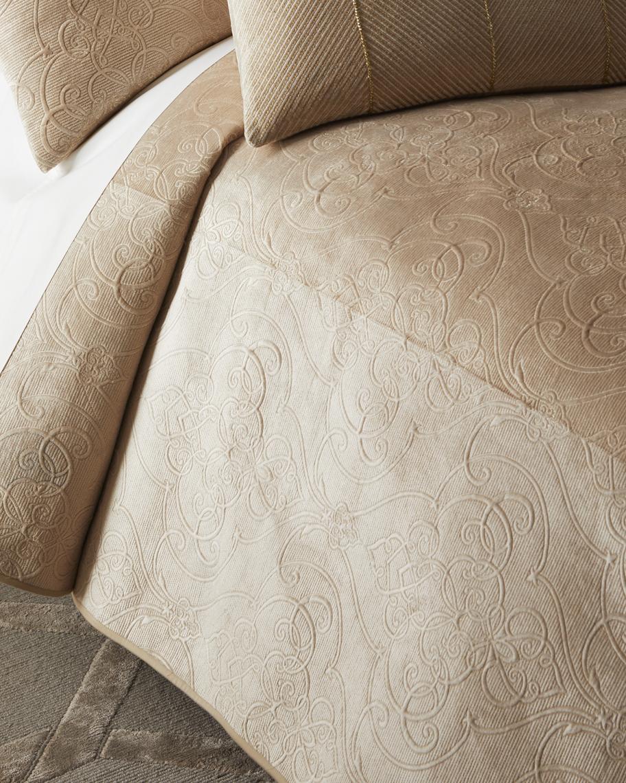 Callisto Home Davim Scroll Velvet Coverlet, King | Neiman Marcus
