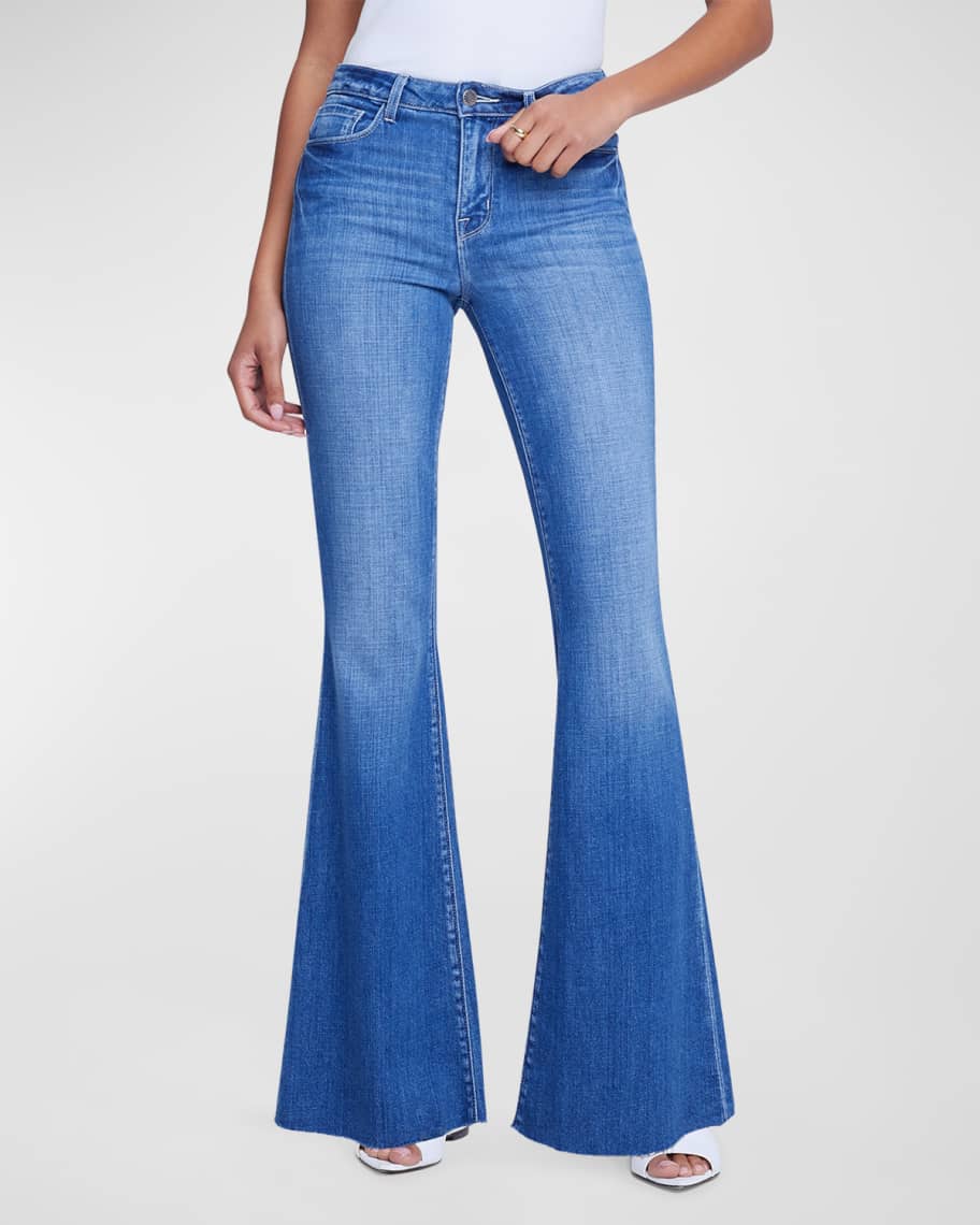 L'Agence Sera High Rise Sneaker Flare Jeans | Neiman Marcus