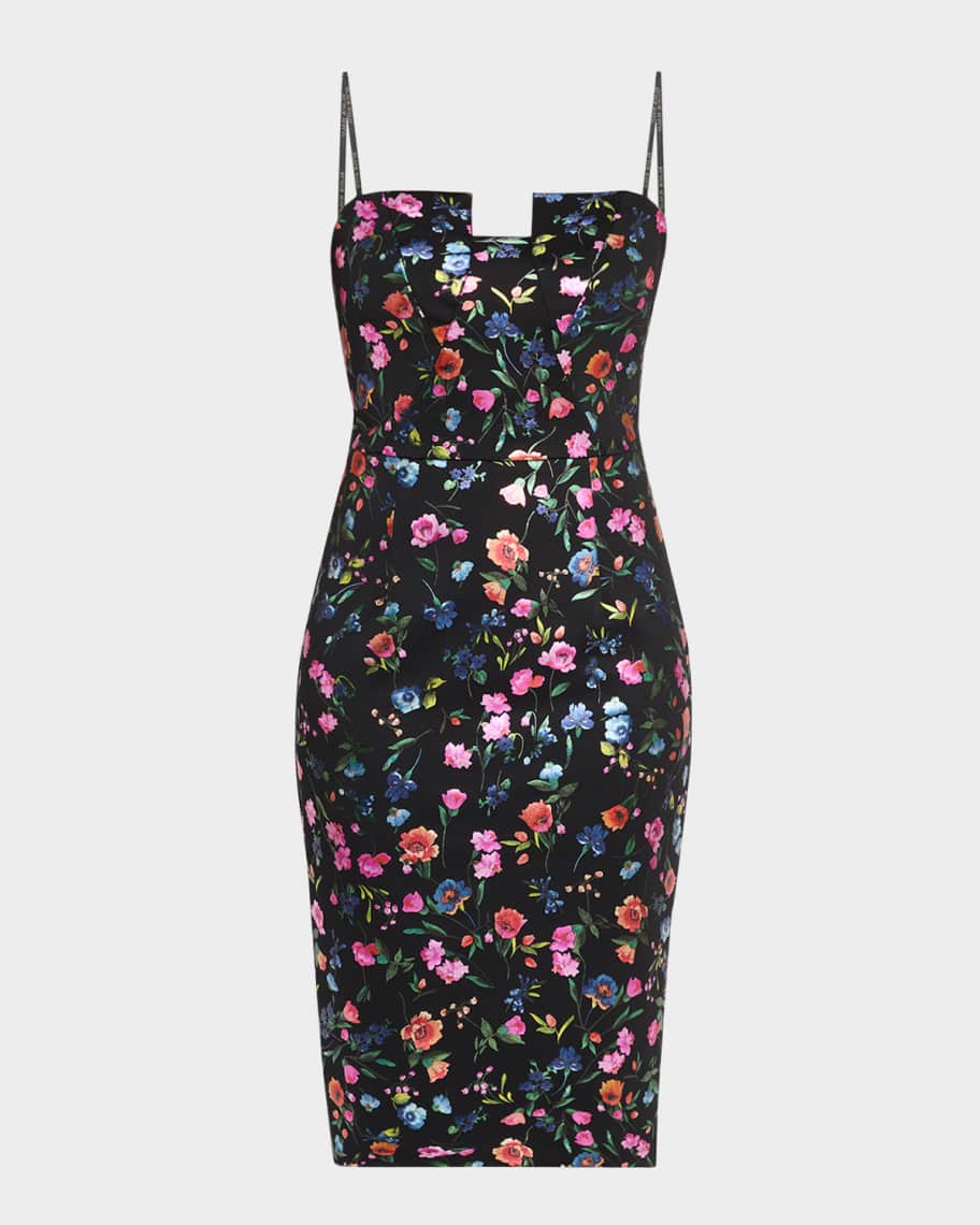 Black halo clearance floral sheath dress