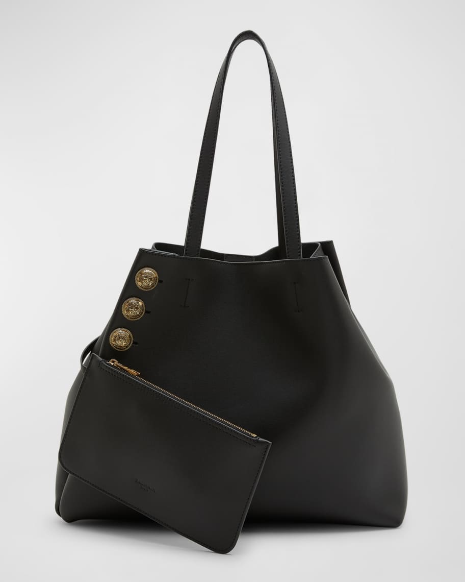 Balmain Embleme Button Leather Tote Bag | Neiman Marcus