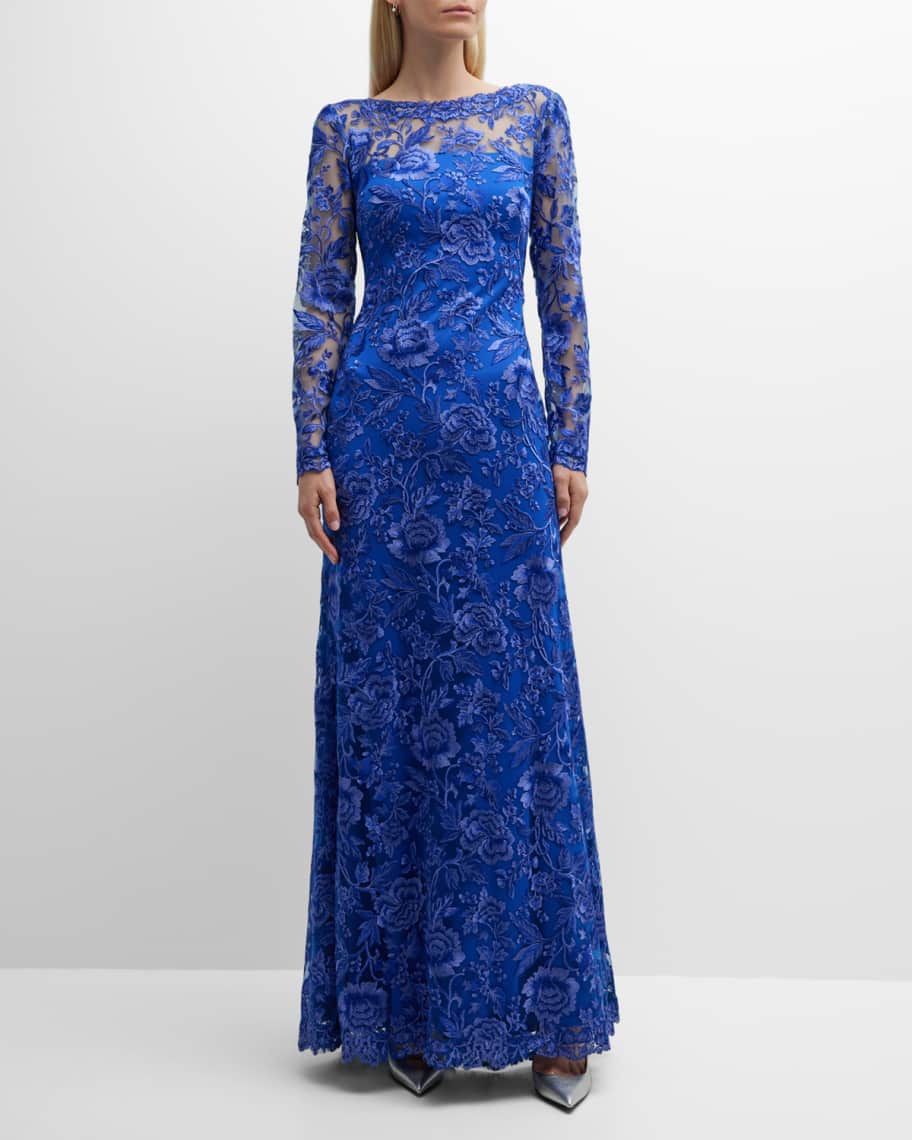Tadashi shoji illusion lace gown hot sale