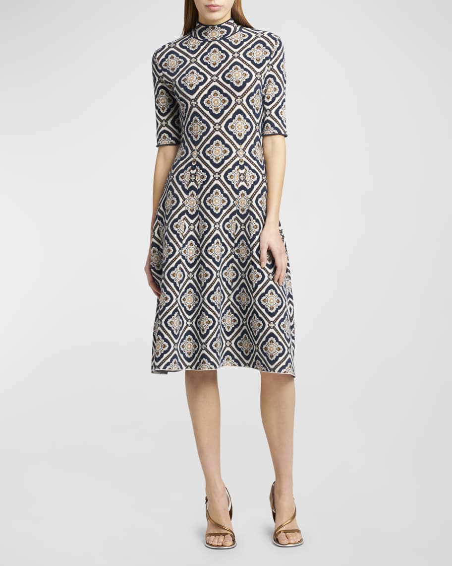 ワンピース ETRO KNIT MIDI DRESS ETRO Floral jacquard-knit midi shirt dress | NET-A-PORTER