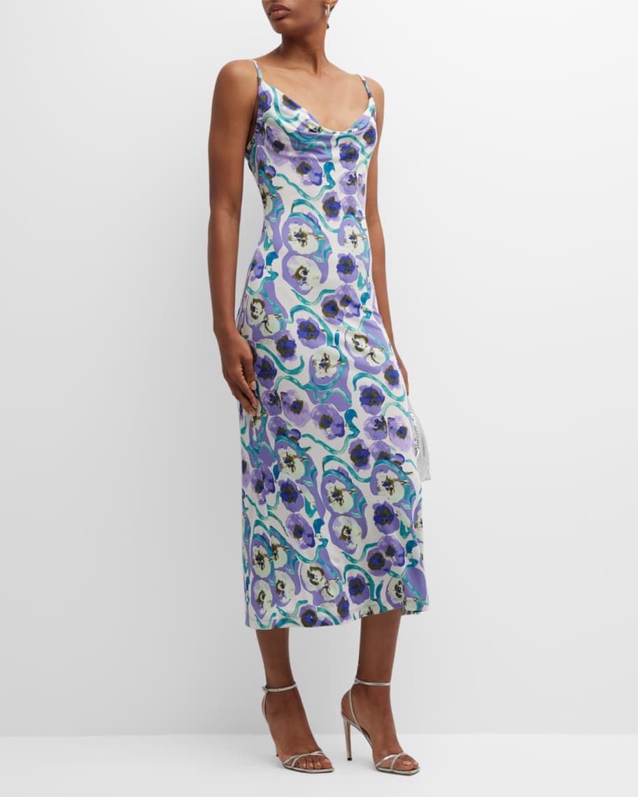 Diane von Furstenberg Alik Floral-Print Cowl-Neck Midi Slip Dress ...