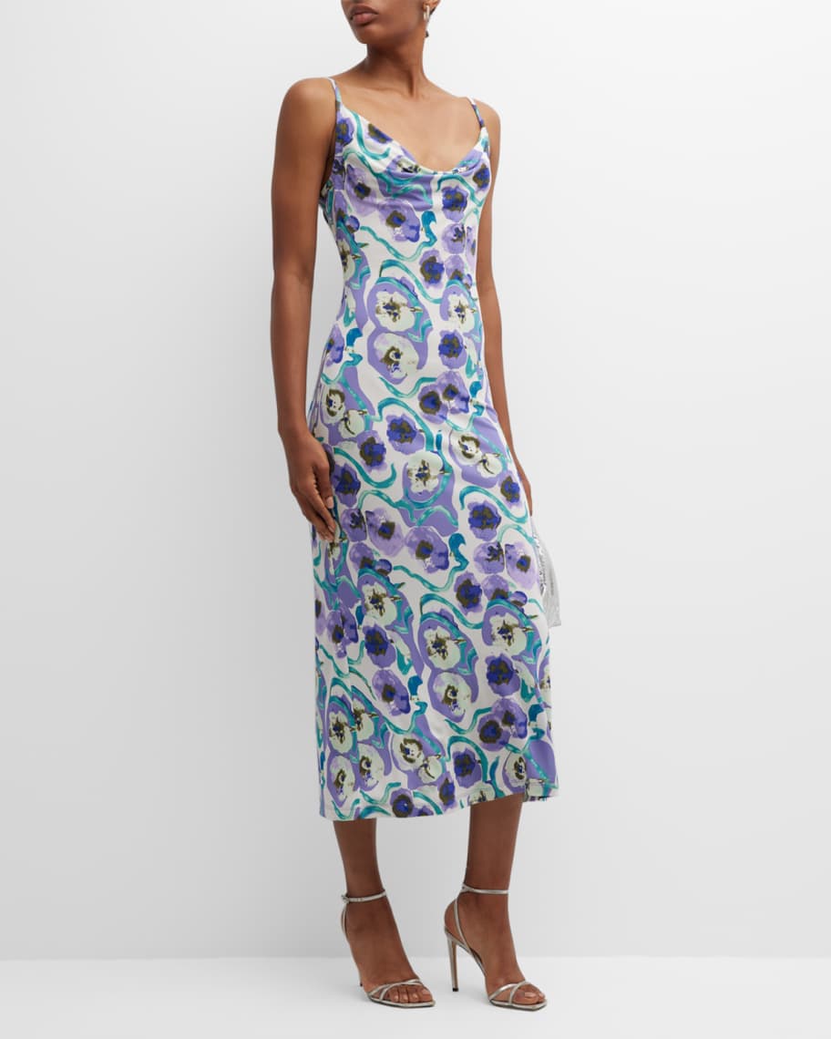 DIANE von FURSTENBERG【希少】フラワーシルクキャミソール★ Diane von Furstenberg Eloise Floral-Print High-Low Midi Wrap