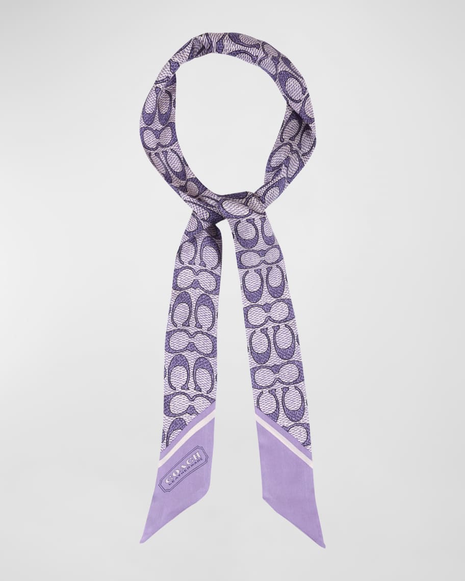 COACH®  Signature Floral Print Silk Skinny Scarf