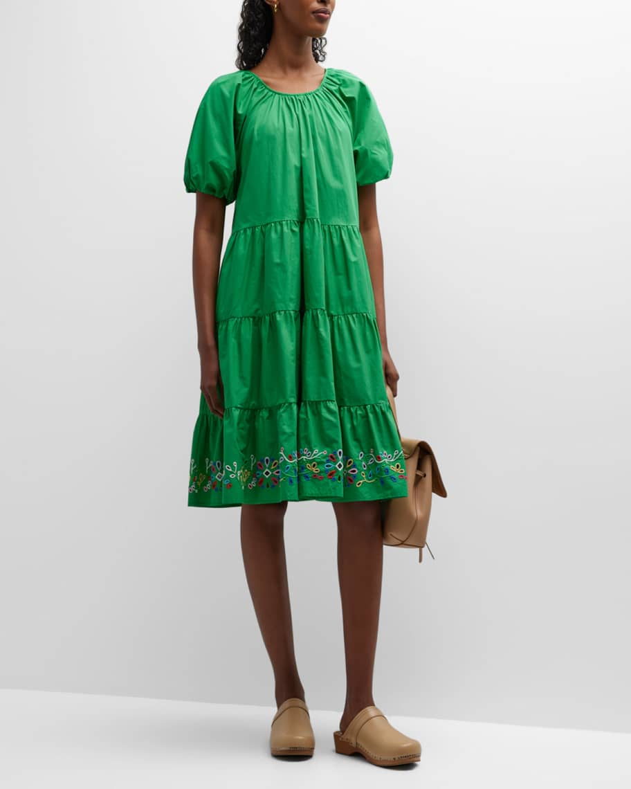 JWLA for Johnny Was Amanza Tiered Puff Sleeve Eyelet Mini Dress Neiman Marcus