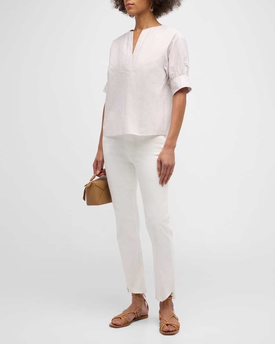 Image 2 of 6: Striped V-Neck Popover Top