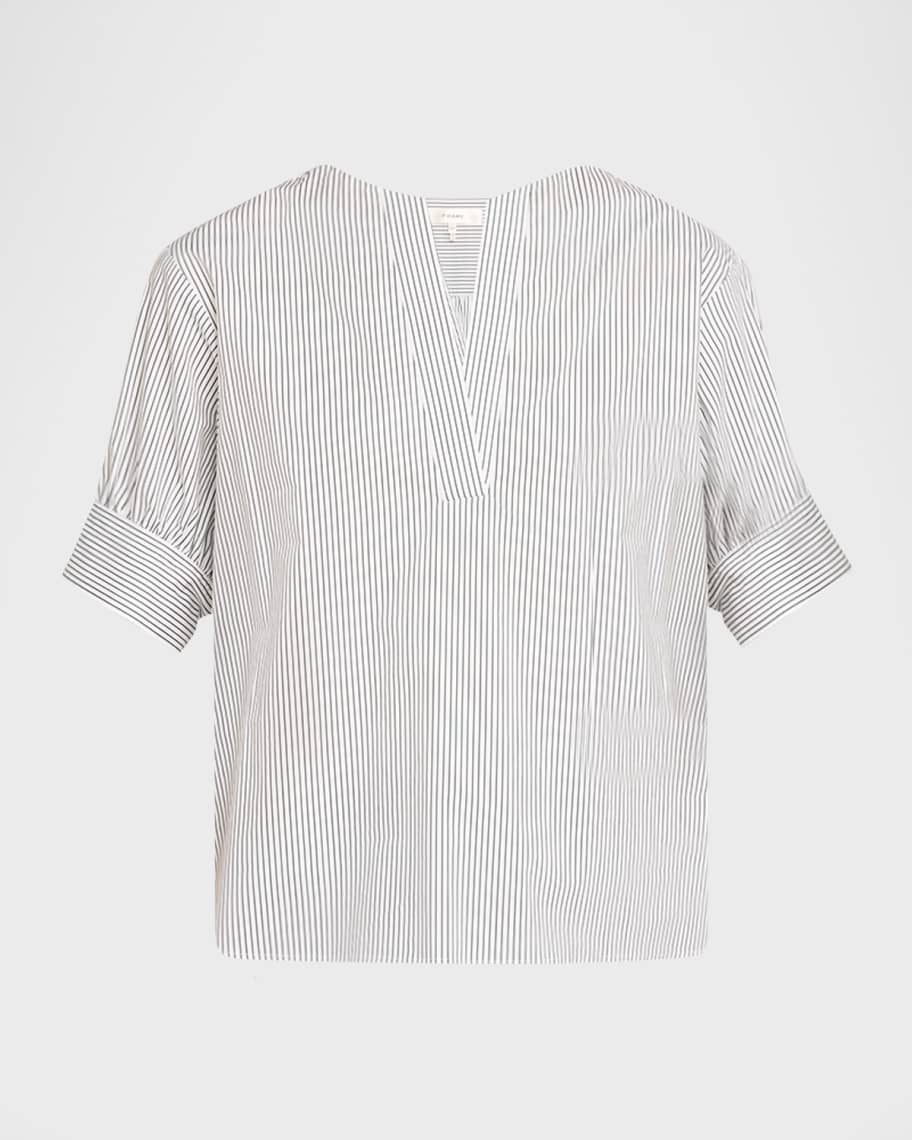 トップス ma CAbi Franklin Red Stripe Popover Blouse S Small Top Nautical