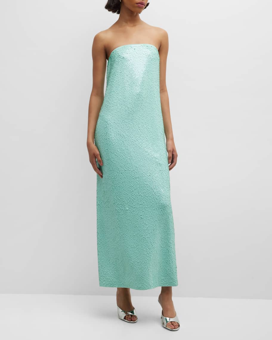 Tory Burch Strapless Sequin Column Gown | Neiman Marcus