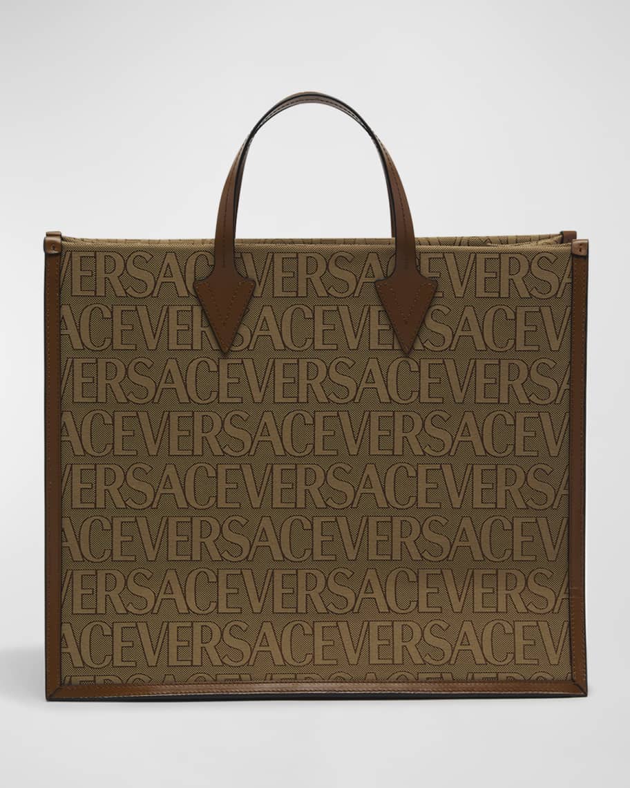 Versace Men's Allover Logo Large Tote Bag Neiman Marcus