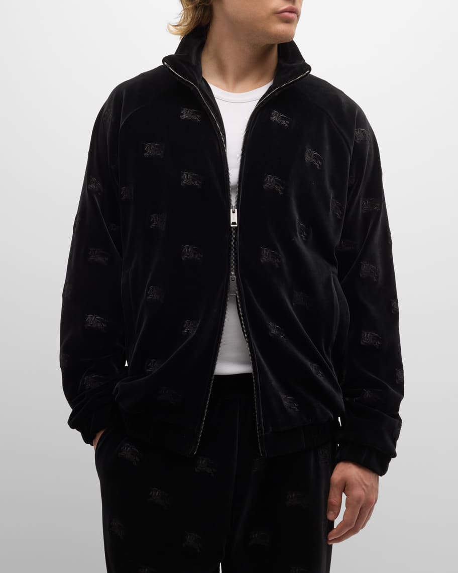 Burberry Men's EKD Embroidered Velour Track Jacket | Neiman 