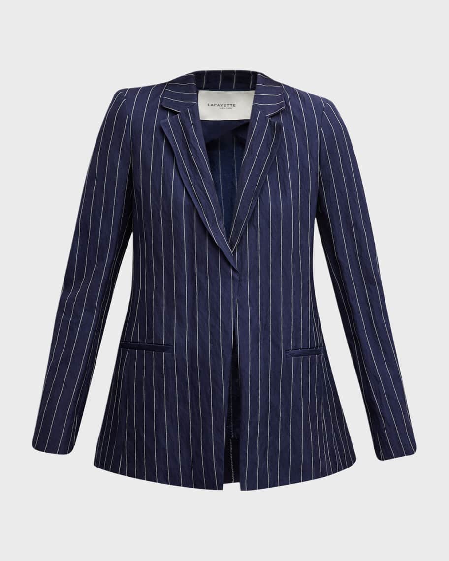 Lafayette 148 New York Striped Back-Tie Blazer | Neiman Marcus