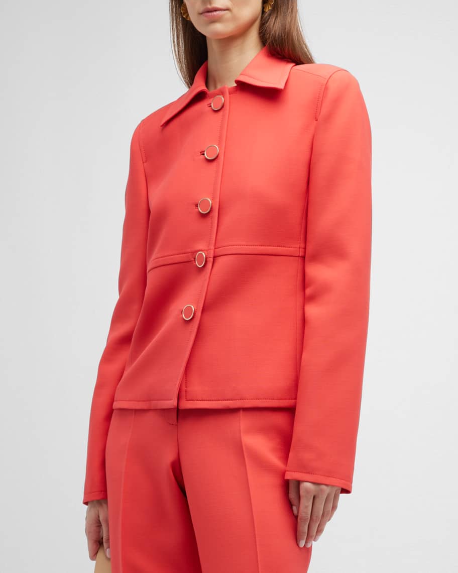 Lafayette 148 New York Paneled Topstitch ButtonDown Blazer Neiman Marcus