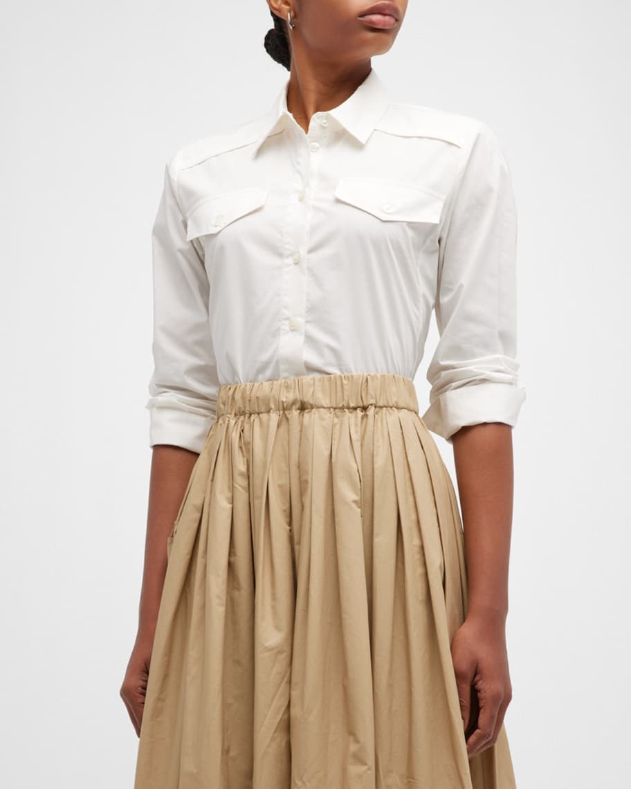 Co Pleated-Back Collared Utility Shirt | Neiman Marcus