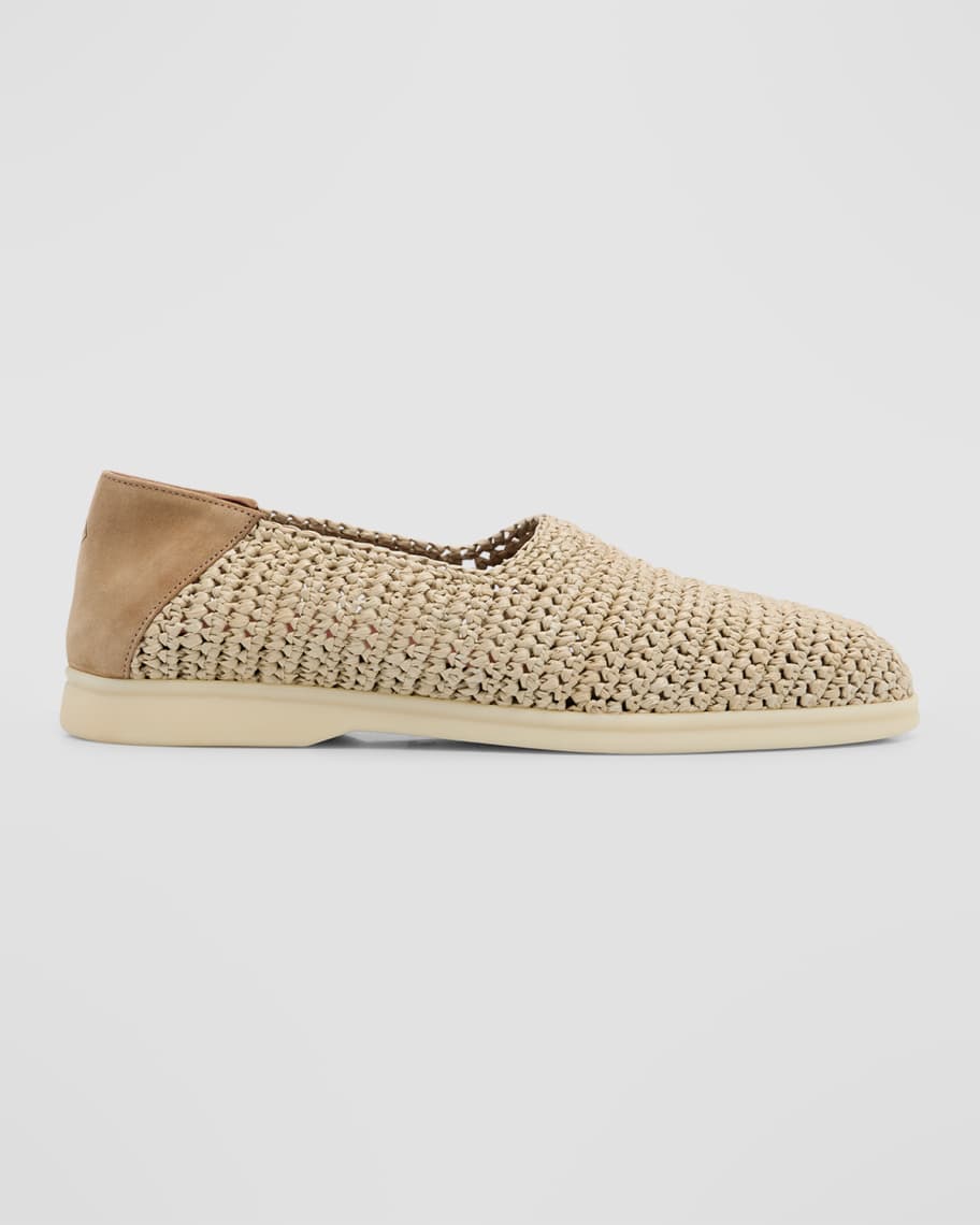 Loro Piana Men's Sea Summer Walk Raffia Espadrilles | Neiman Marcus