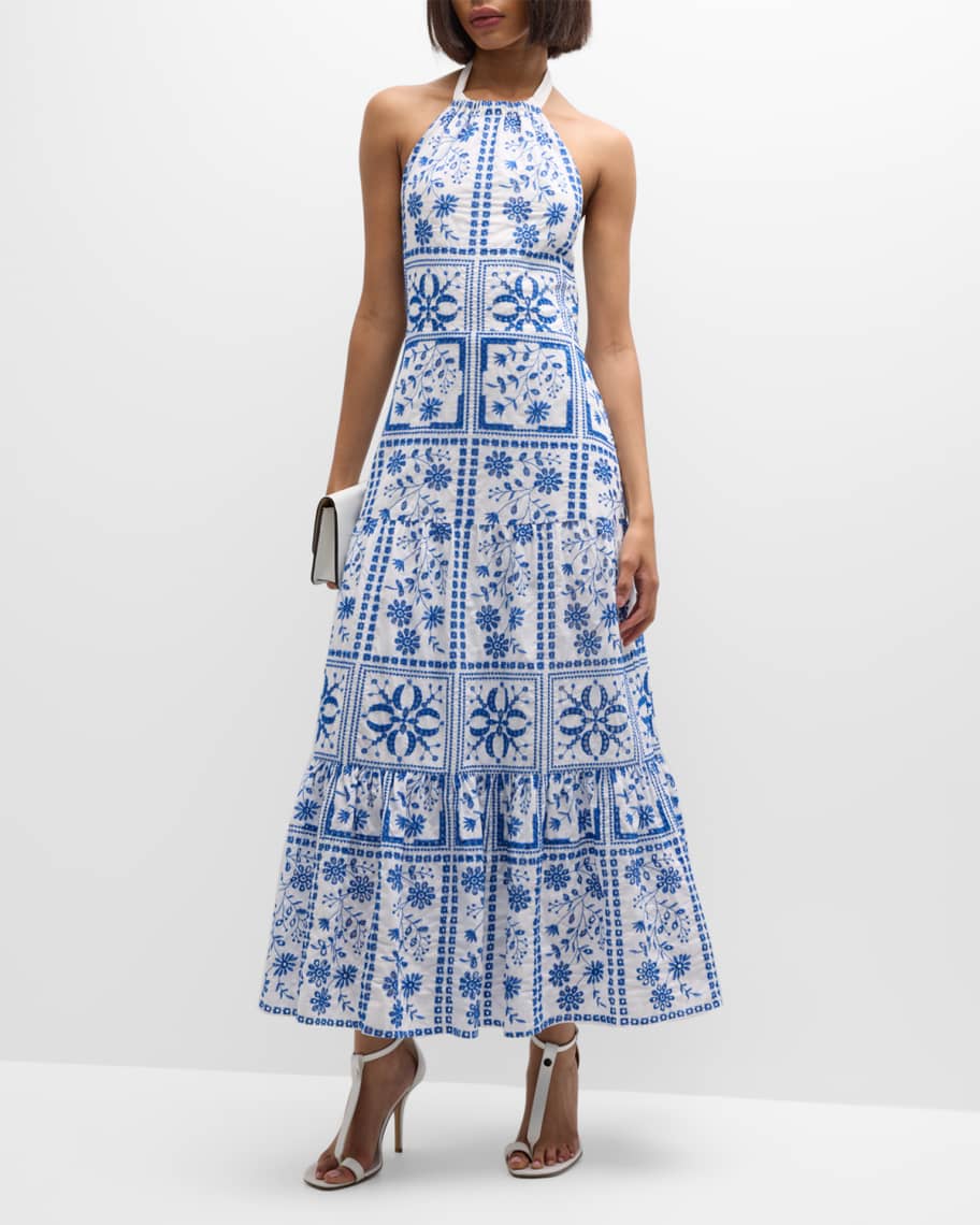 slim fit dress slacks Hayden Printed Dress in Green/White main image 0