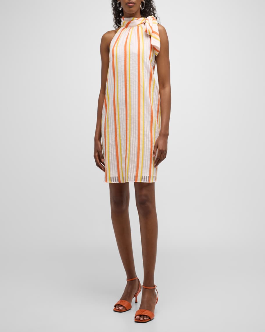 Trina Turk Favorable Striped Halter Shift Dress Neiman Marcus