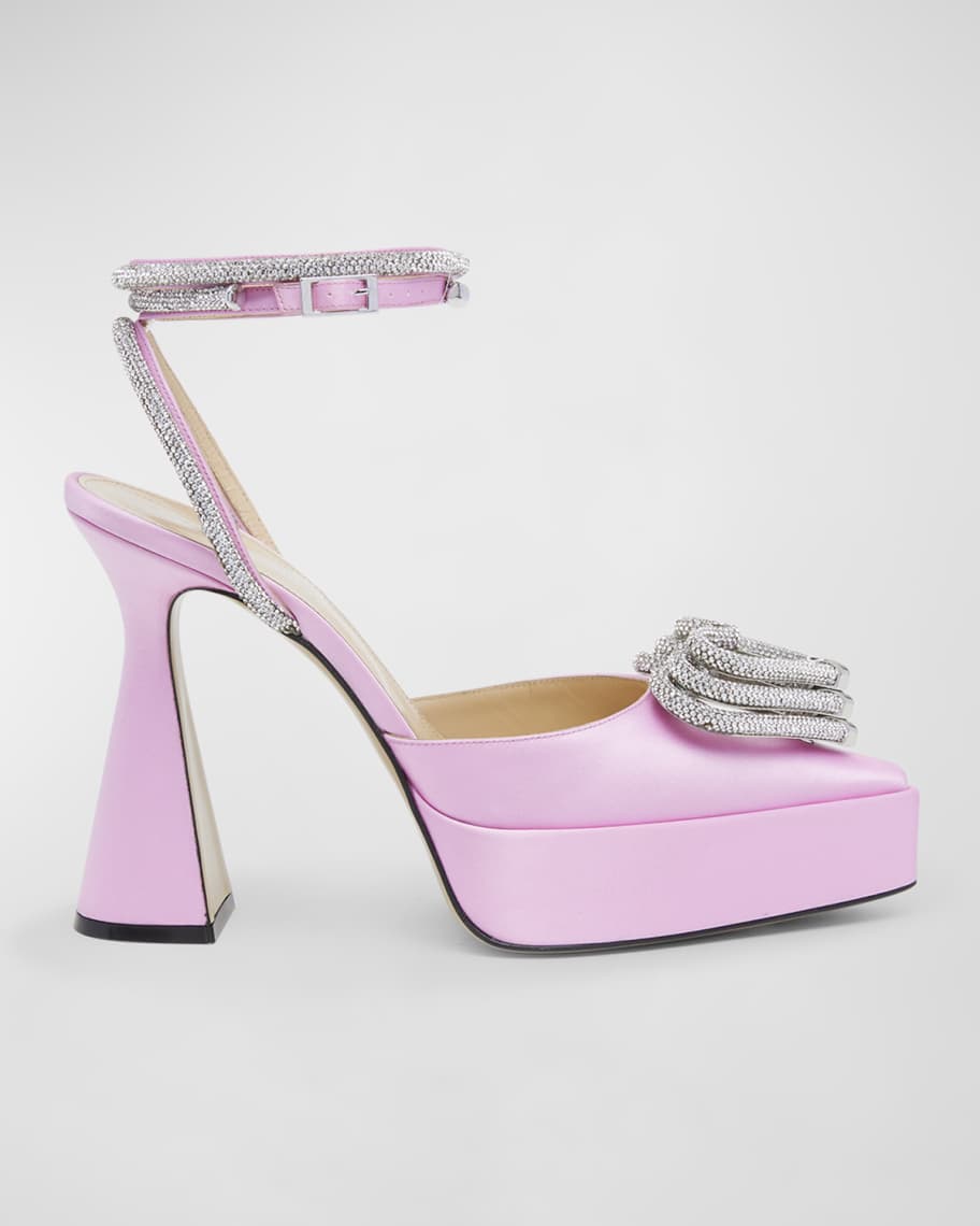 MACH & MACH Triple Heart Crystal Platform Pumps | Neiman Marcus
