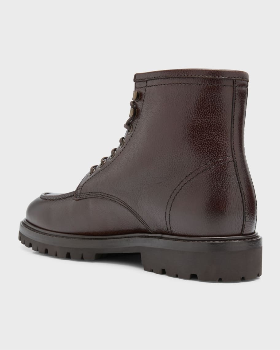 Image 2 of 5: Men's Apron Toe Leather Lace-Up Boots