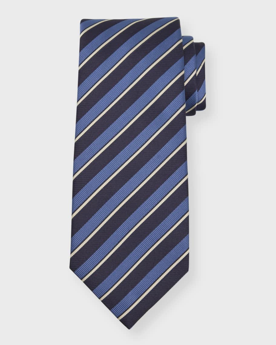 Image 1 of 1: Men's Stripe Silk Tie