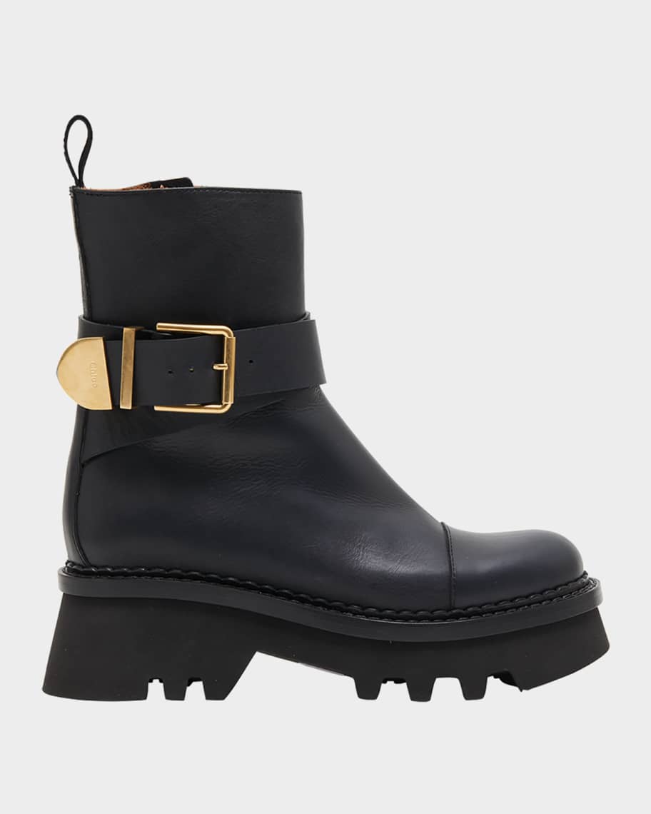 Image 1 of 1: Owena Leather Buckle Boots