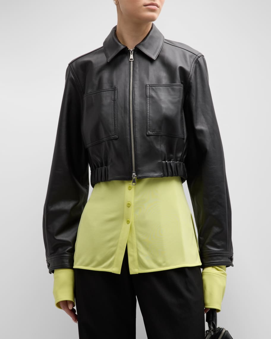 Proenza Schouler White Label Cropped Leather Jacket | Neiman Marcus