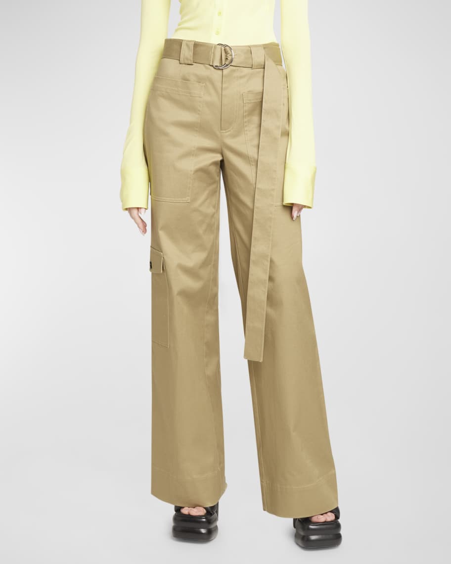 Proenza Schouler White Label Cotton-Twill Belted Cargo Pants | Neiman ...