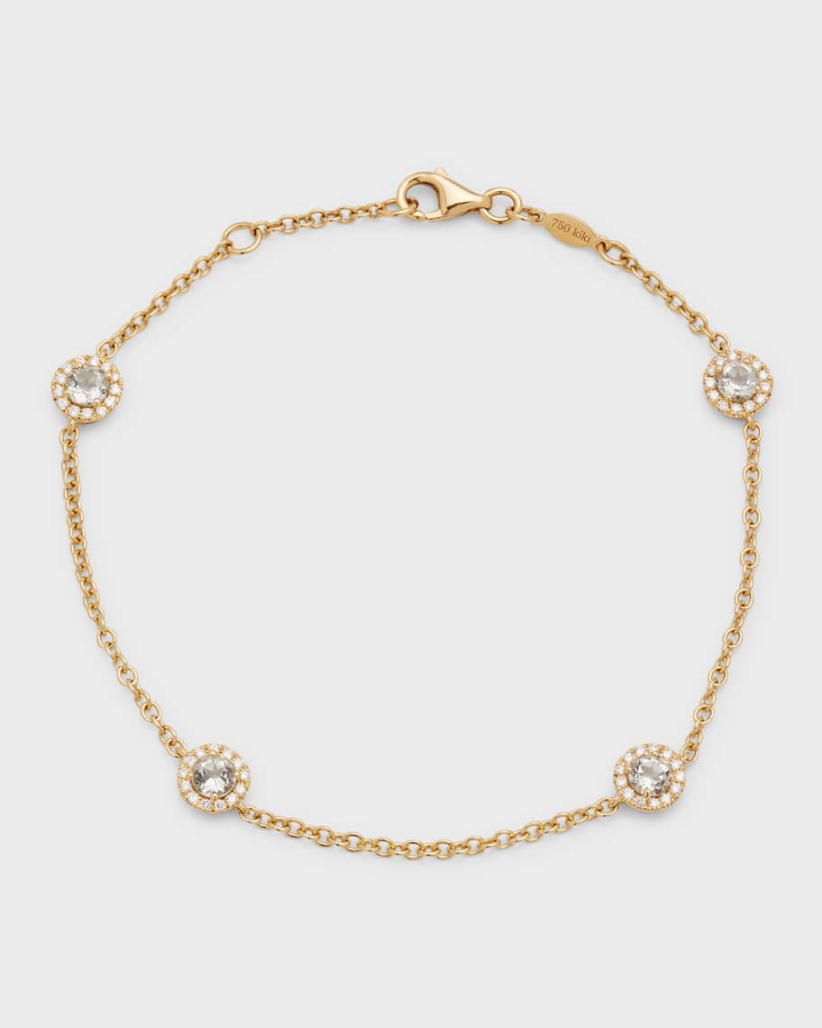 Kiki McDonough Grace 18K Yellow Gold Chain Bracelet with Green Amethyst ...
