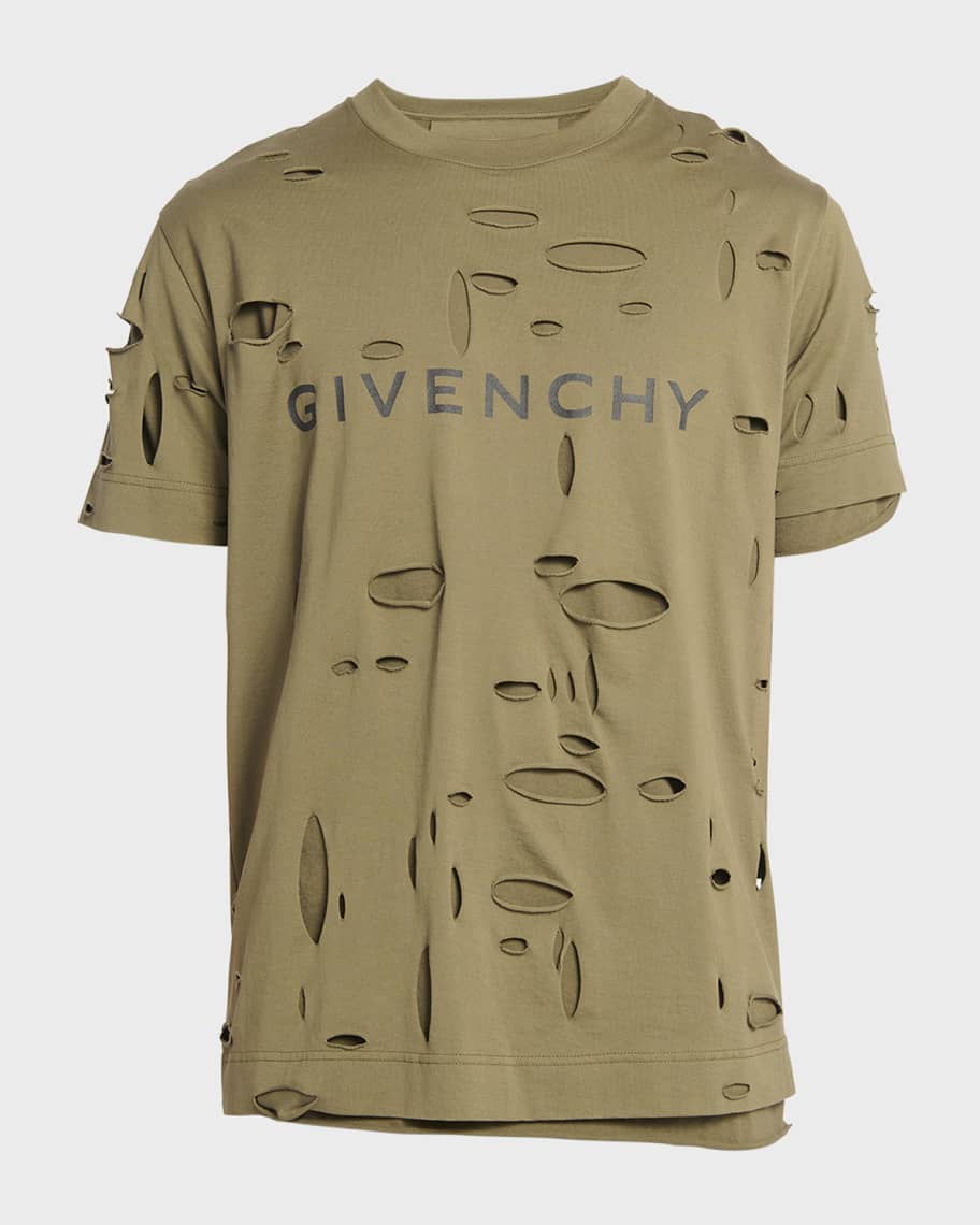 Givenchy Men s Destroyed Double Layer T Shirt Neiman Marcus