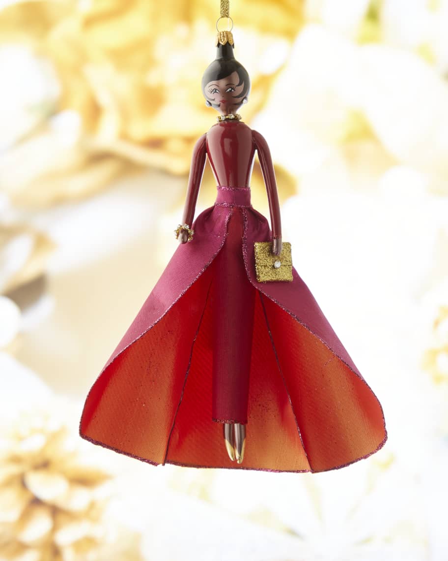 Neiman Marcus Fashionista in Tonal Layered Red Dress Christmas Ornament Neiman Marcus
