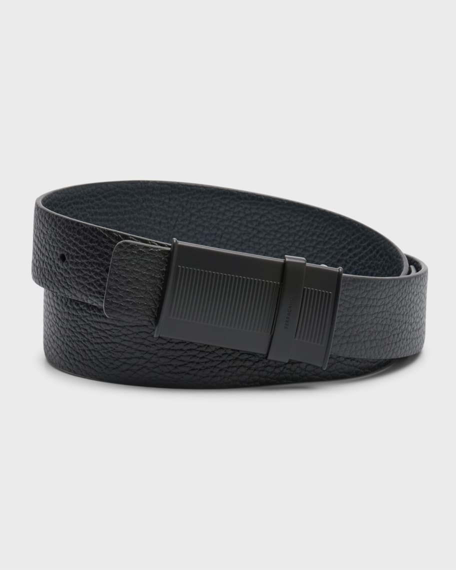 Ferragamo Black Belt With Silver Buckle