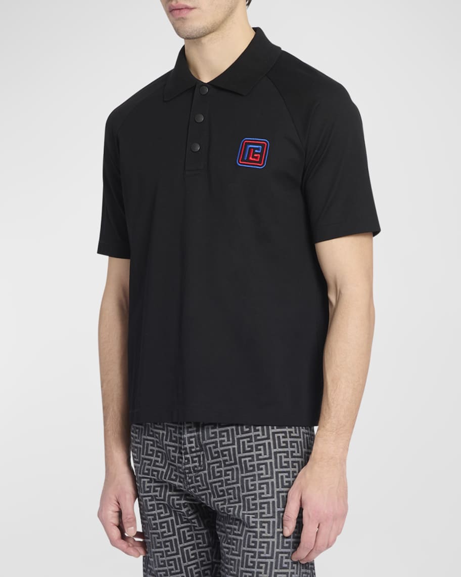 Balmain Men's Embroidered Pique Polo Shirt | Neiman Marcus
