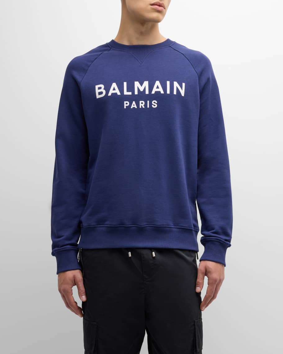 Balmain Men's Raglan Logo Sweatshirt | Neiman Marcus