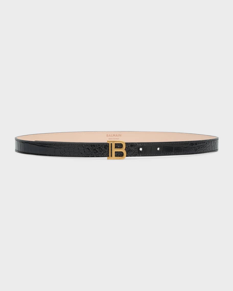Leather Belt Ceinture Balmain Homme Balmain Black Monogram Buckle