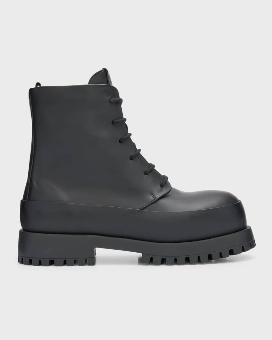 Ferragamo Men's Lug-Sole Leather Combat Boots | Neiman Marcus