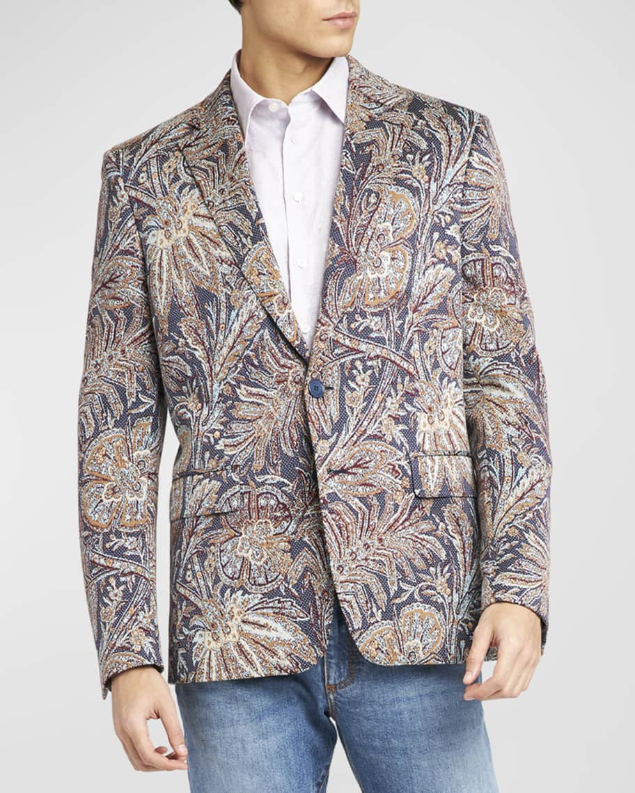 Men's Oversized Paisley Jacquard Denim Jacket