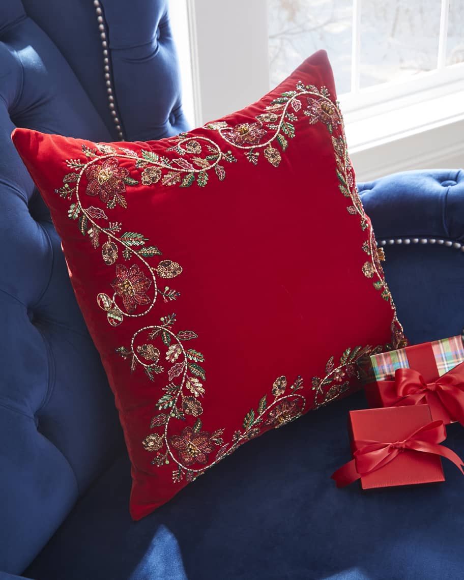 Neiman Marcus Classic Christmas Square Pillow Neiman Marcus