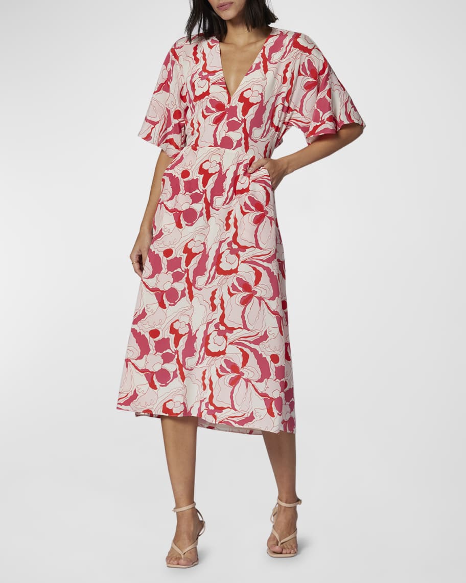Equipment Rosita Abstract Print Cutout Midi Dress Neiman Marcus