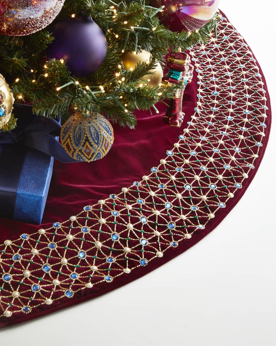 Kim Seybert Jewel Lattice Christmas Tree Skirt Neiman Marcus