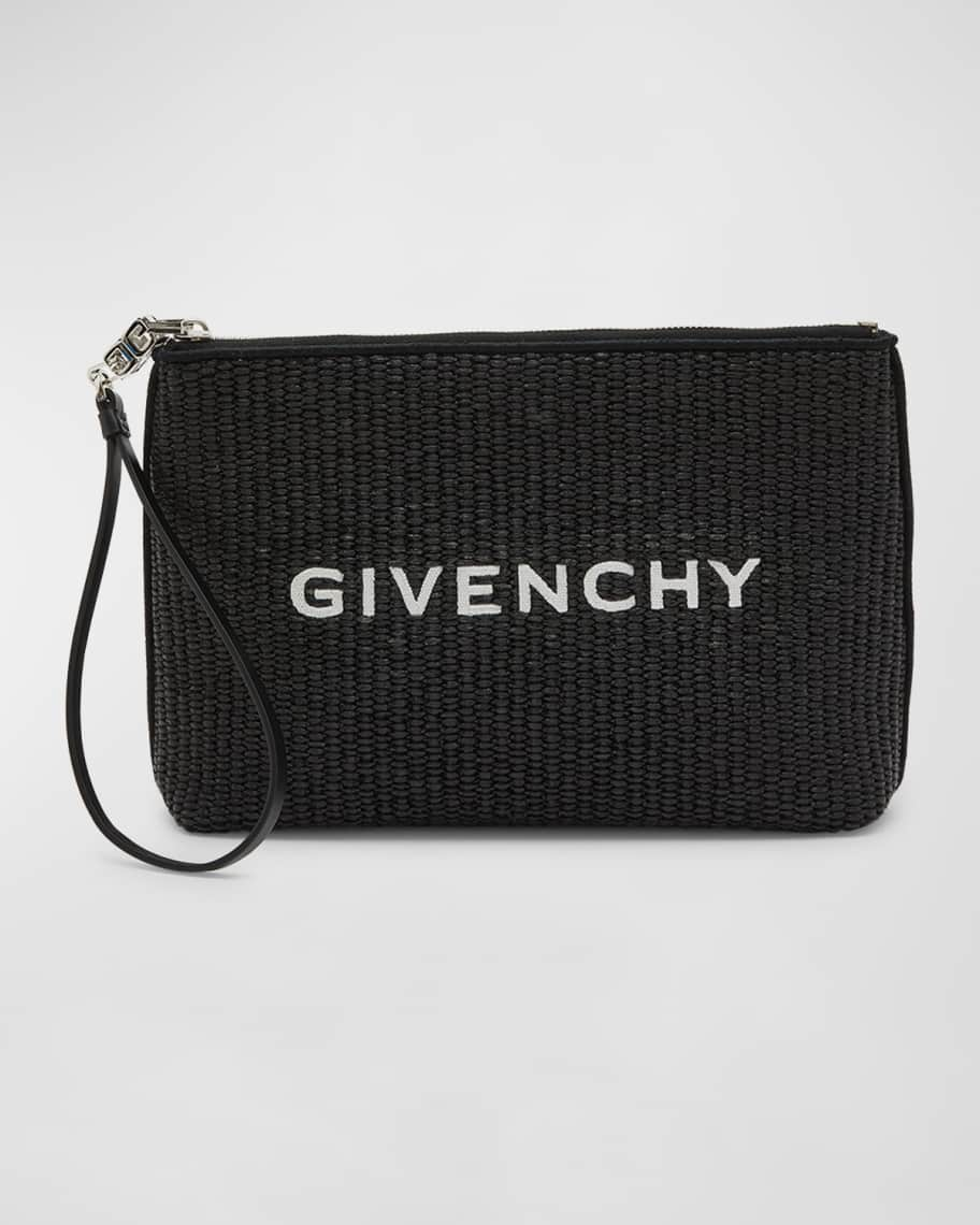 Vintage Givenchy Logo Pouch Golden Clutch Handbag Large 