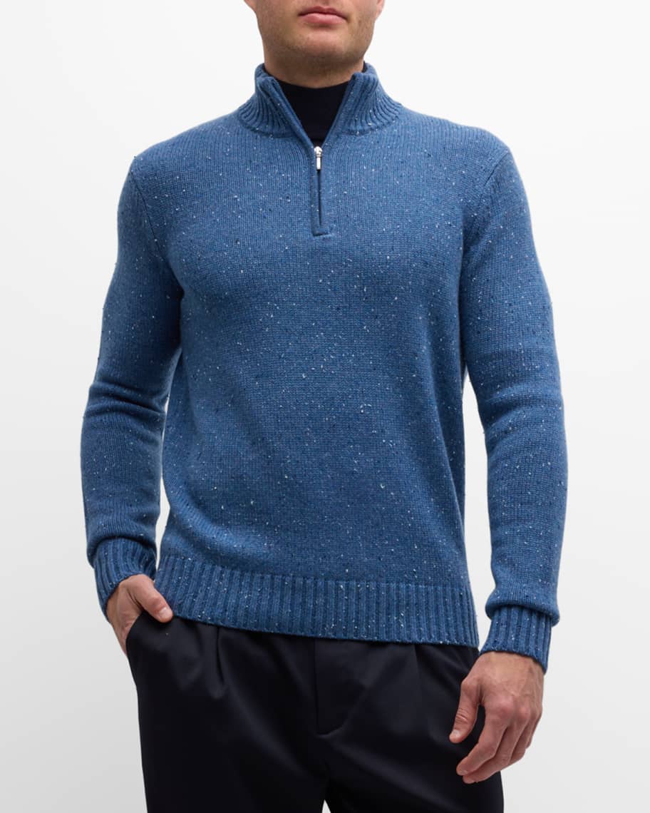 Neiman Marcus Men's Cashmere Donegal Quarter-Zip Sweater | Neiman 