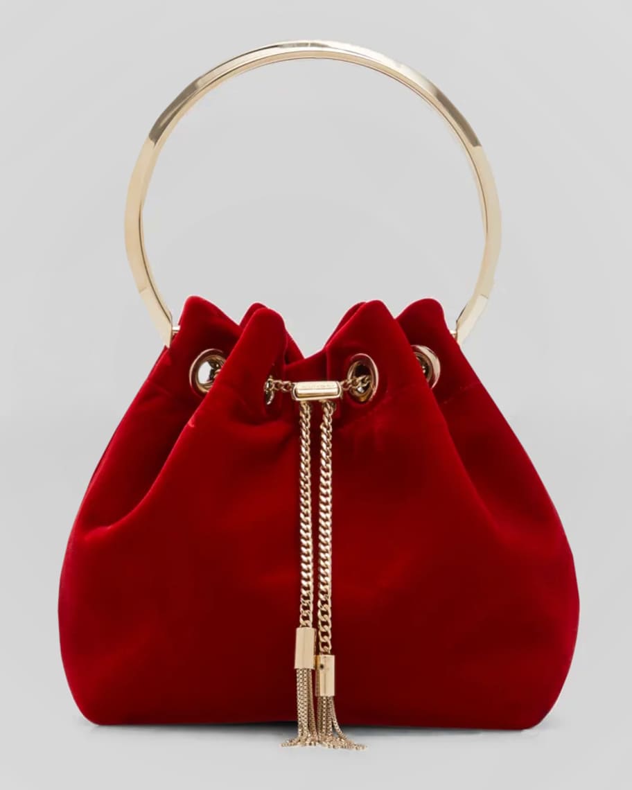 Black Diamond Velvet Bucket Bag