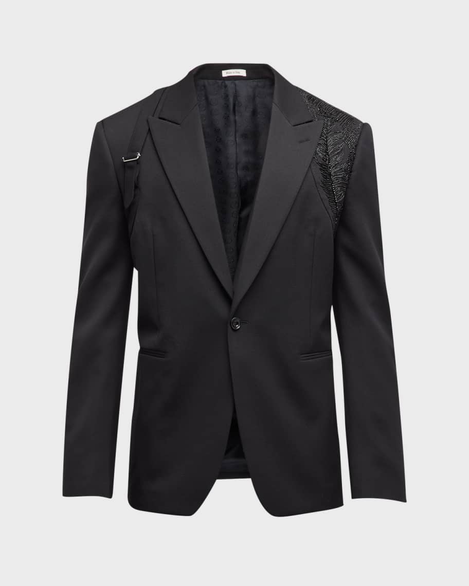 Alexander McQueen Men s Grain de Poudre Crystal Harness Tuxedo Jacket Neiman Marcus