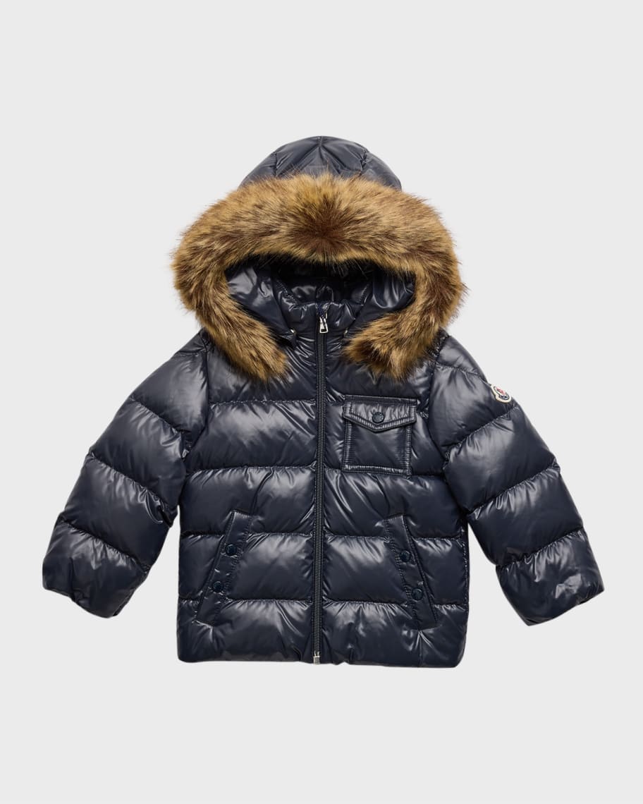 Moncler Kid's Quilted Puffer Faux Fur Jacket, Size 3M-3 | Neiman Marcus