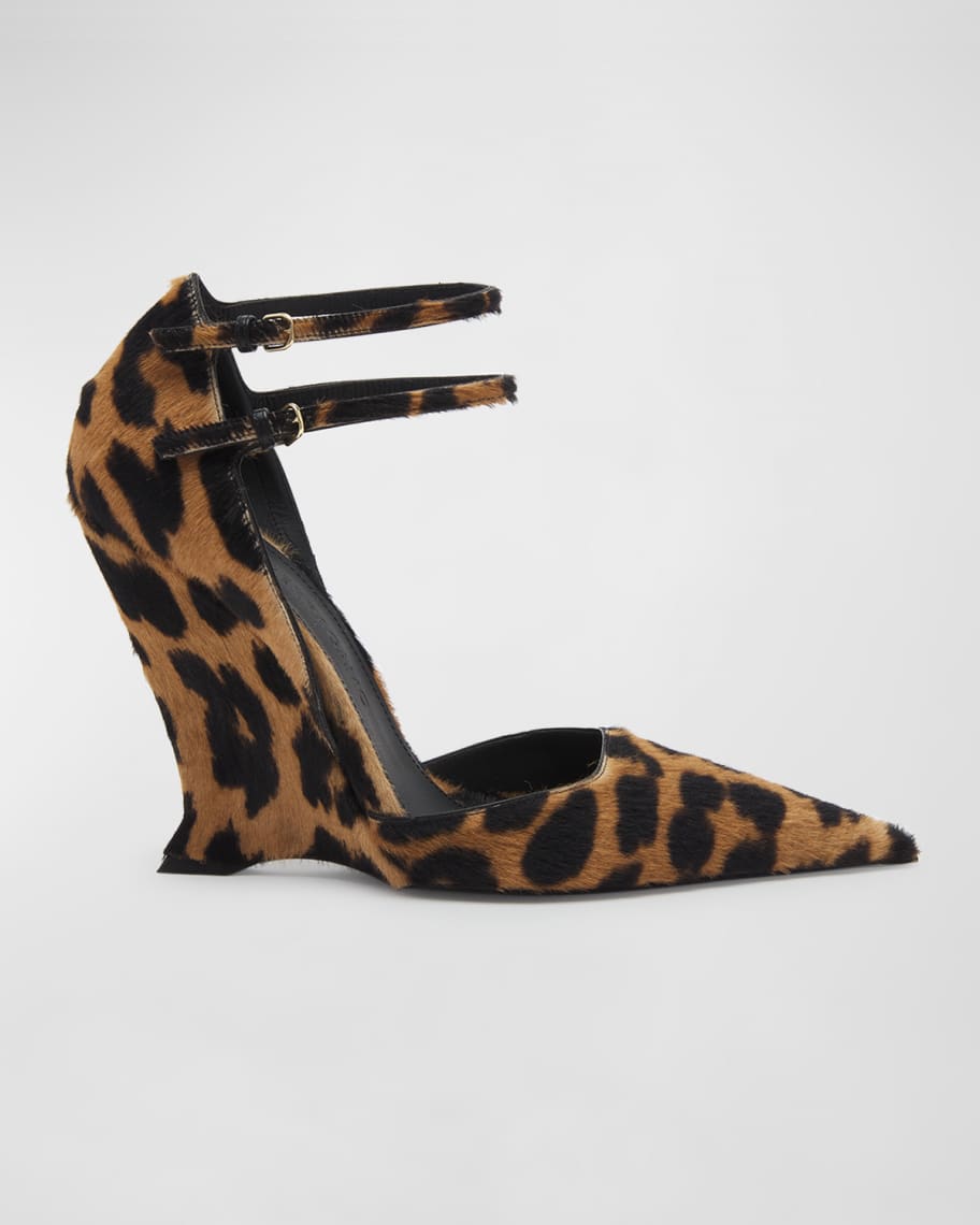 Ferragamo Vidya Leopard Print Leather Wedge Pumps Neiman Marcus