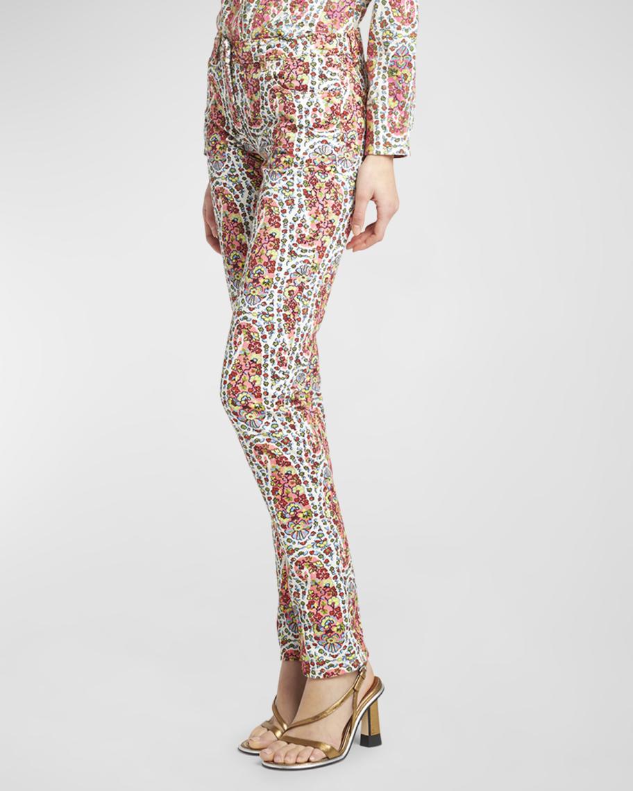 Jeans Femme ETRO Imprimé Floral Jaune - Taille 32x27 (FR44) - Made In Italy - Occasion Parfait état